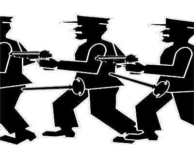 stream of cops with plunger dicks and guns