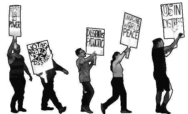 animated protesters across