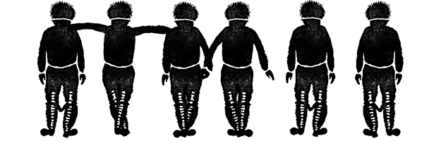 6 punks danced in silhouette